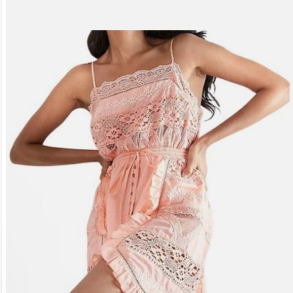 *NWOT* Free People Miley Mini Dress with Bodysuit, XS, Peach